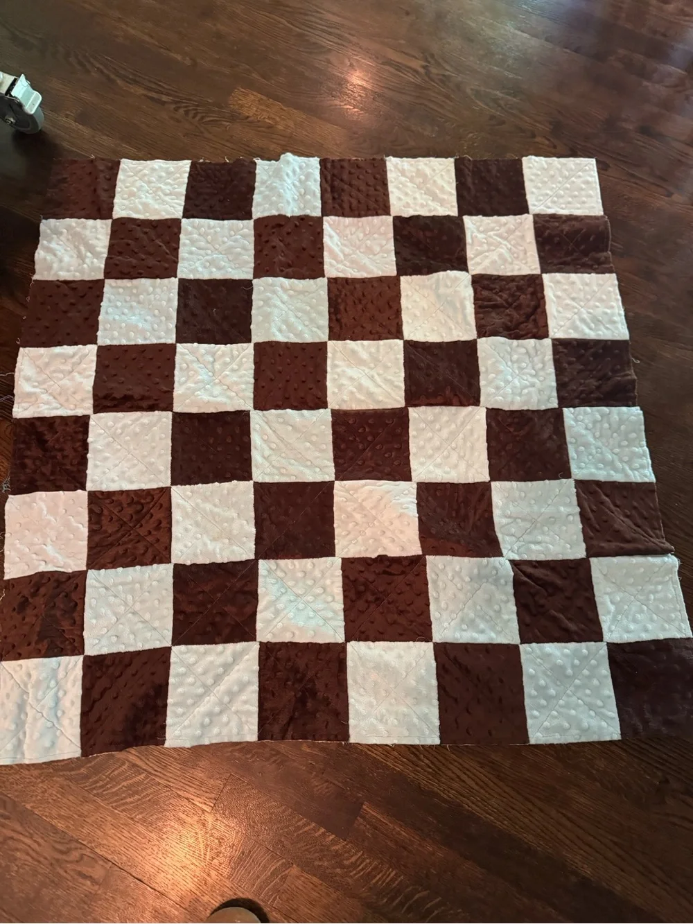 Cozy Brown and Cream Checkered Baby Blanket